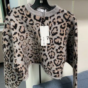 Zara Jacquard Knit Animal Pattern Sweater